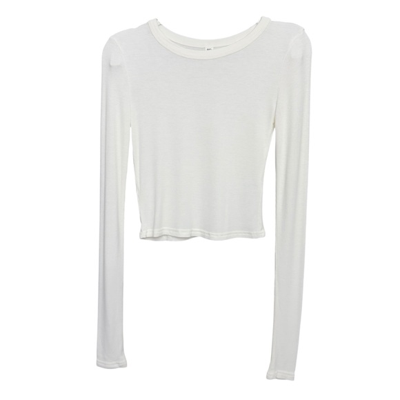 Tops - BP Nordstrom White Ribbed Long Sleeve Crop Top Small Women Chic Casual